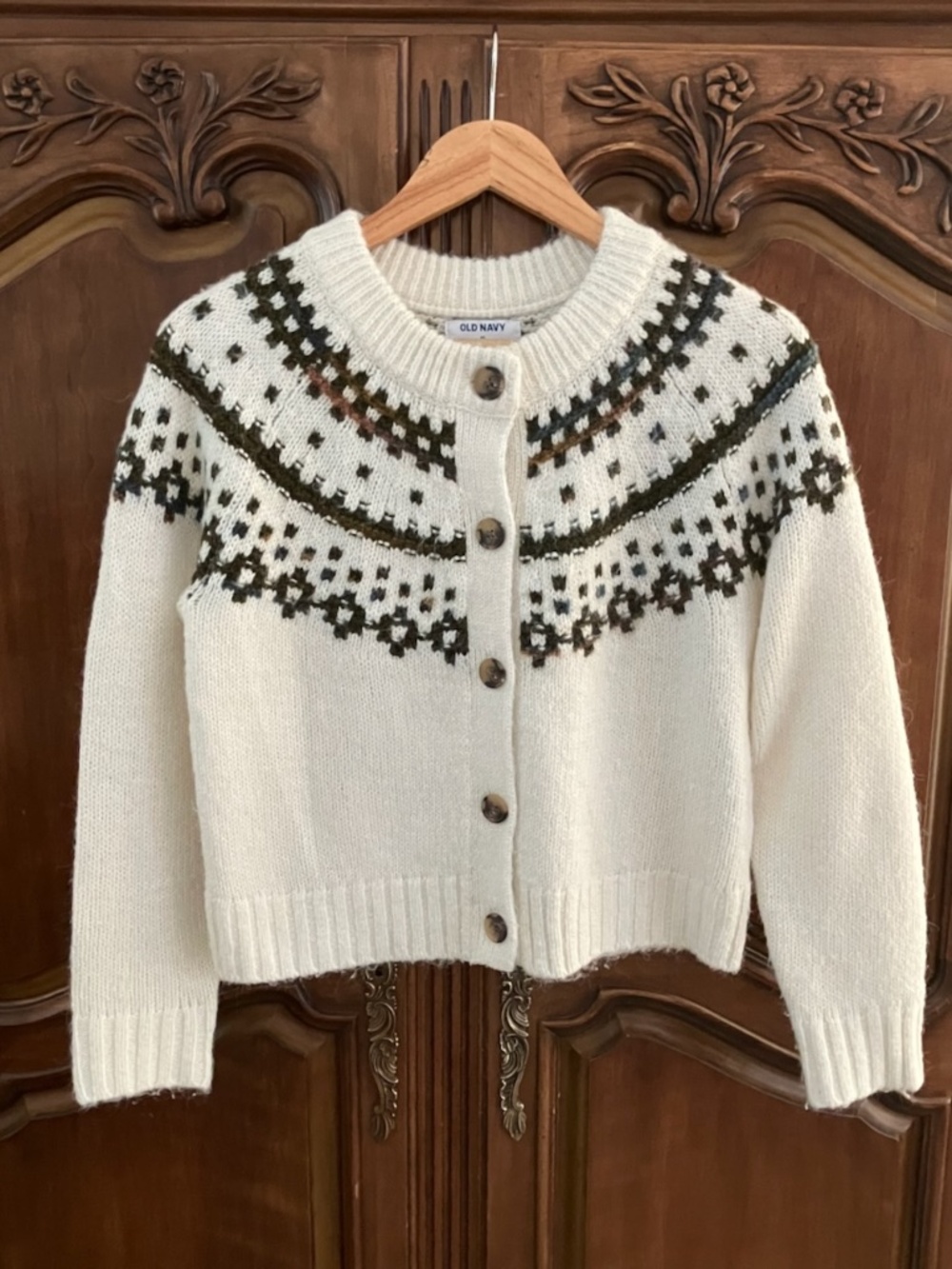 Old Navy | Fair Isle Nordic Cardigan | Cream | XS
